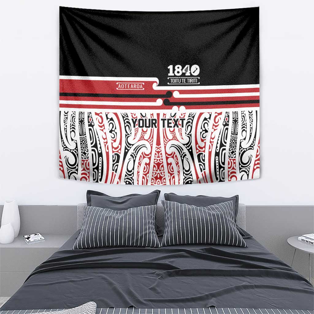 Personalised Toitu Te Tiriti Aotearoa 1840 Tapestry Red Kowhaiwhai Puhoro LT9 - Polynesian Pride