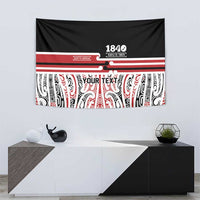 Personalised Toitu Te Tiriti Aotearoa 1840 Tapestry Red Kowhaiwhai Puhoro LT9 - Polynesian Pride