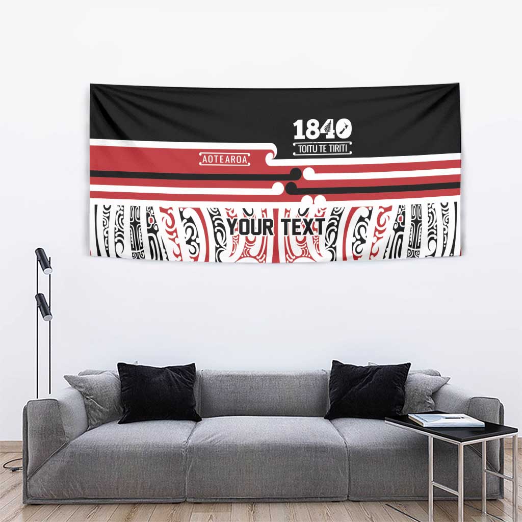 Personalised Toitu Te Tiriti Aotearoa 1840 Tapestry Red Kowhaiwhai Puhoro LT9 - Polynesian Pride