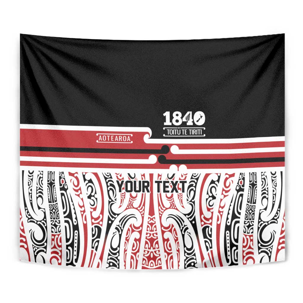 Personalised Toitu Te Tiriti Aotearoa 1840 Tapestry Red Kowhaiwhai Puhoro LT9 - Polynesian Pride