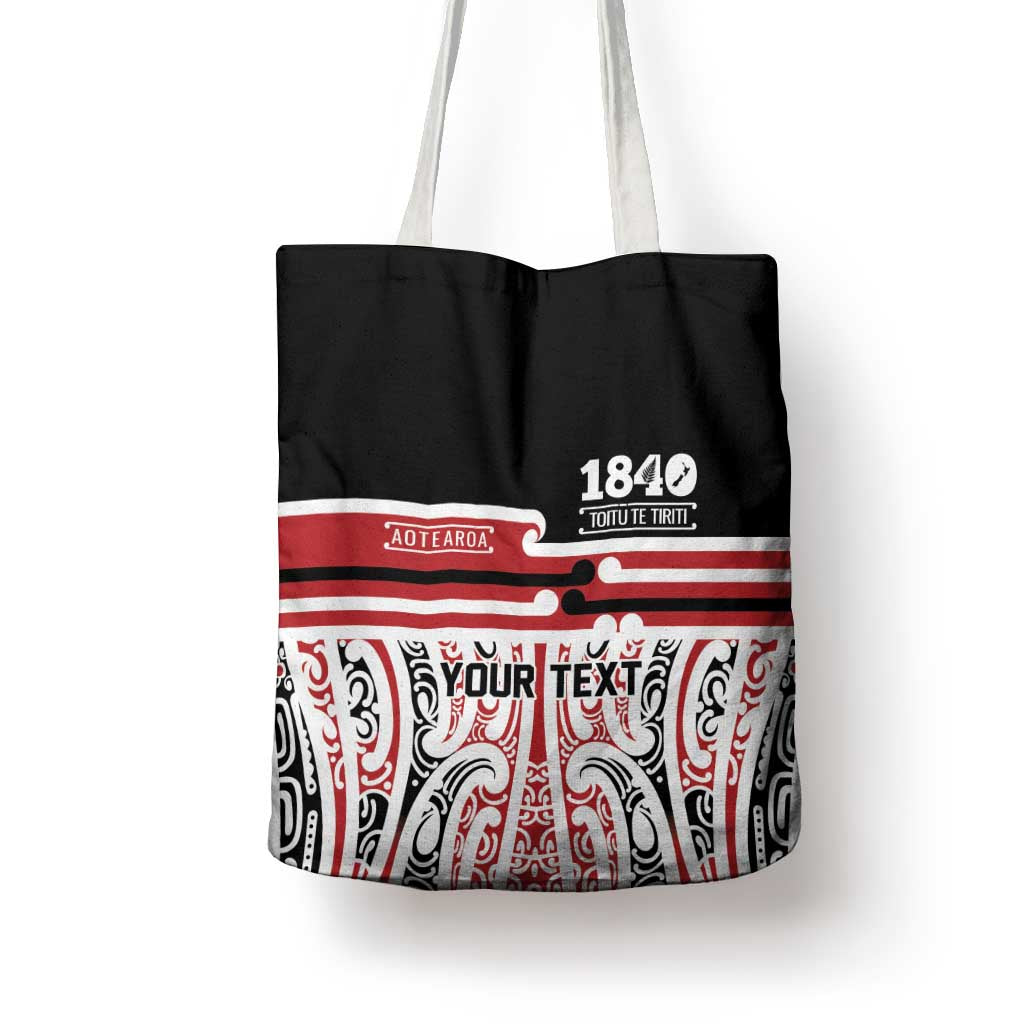 Personalised Toitu Te Tiriti Aotearoa 1840 Tote Bag Red Kowhaiwhai Puhoro LT9 - Polynesian Pride