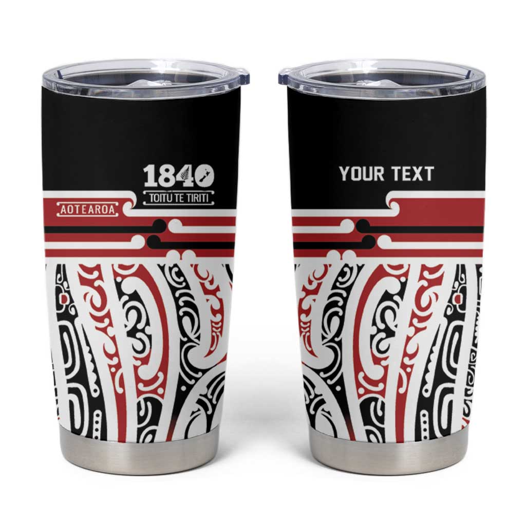 Personalised Toitu Te Tiriti Aotearoa 1840 Tumbler Cup Red Kowhaiwhai Puhoro - Polynesian Pride