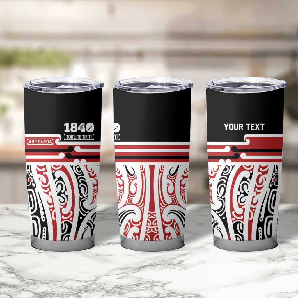 Personalised Toitu Te Tiriti Aotearoa 1840 Tumbler Cup Red Kowhaiwhai Puhoro LT9 - Polynesian Pride