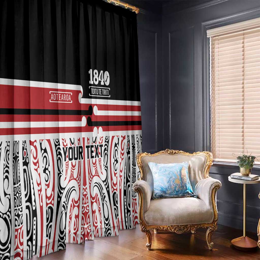 Personalised Toitu Te Tiriti Aotearoa 1840 Window Curtain Red Kowhaiwhai Puhoro LT9 - Polynesian Pride