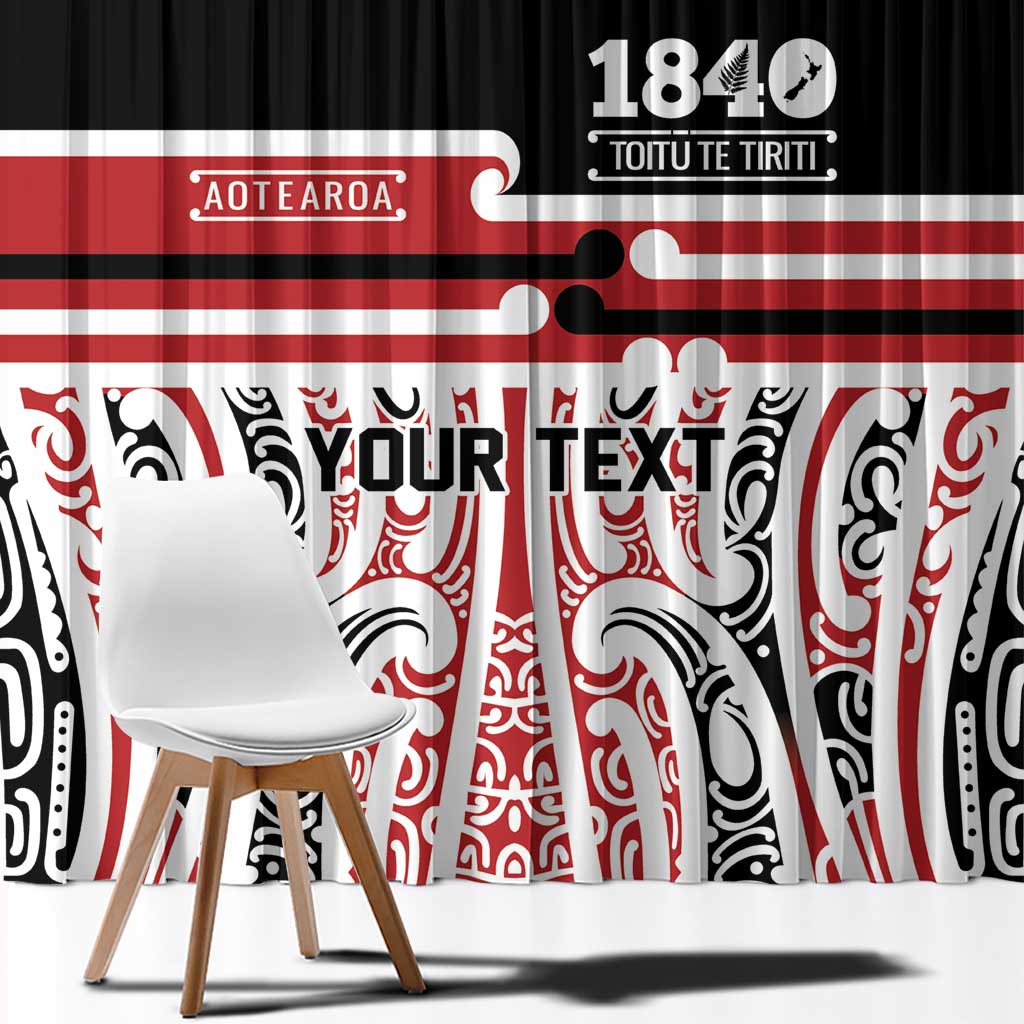 Personalised Toitu Te Tiriti Aotearoa 1840 Window Curtain Red Kowhaiwhai Puhoro LT9 - Polynesian Pride