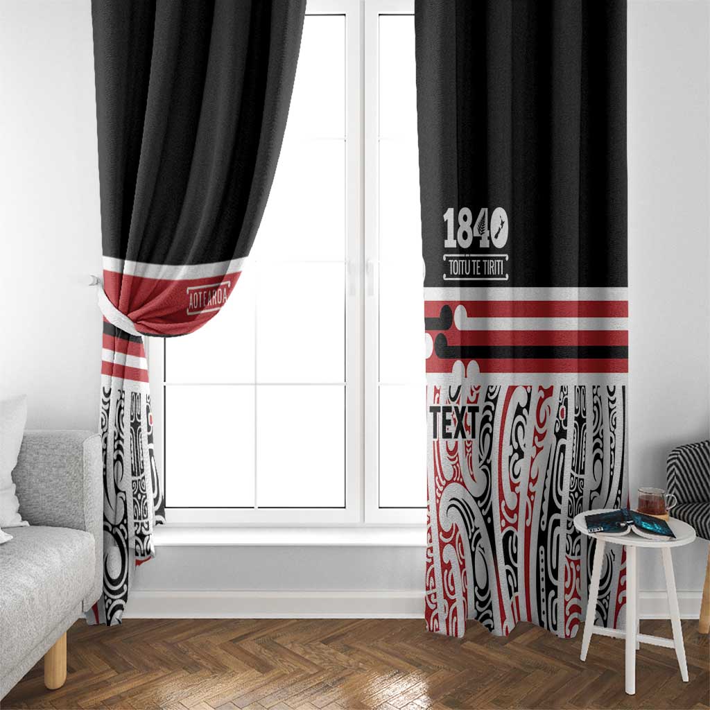 Personalised Toitu Te Tiriti Aotearoa 1840 Window Curtain Red Kowhaiwhai Puhoro LT9 - Polynesian Pride