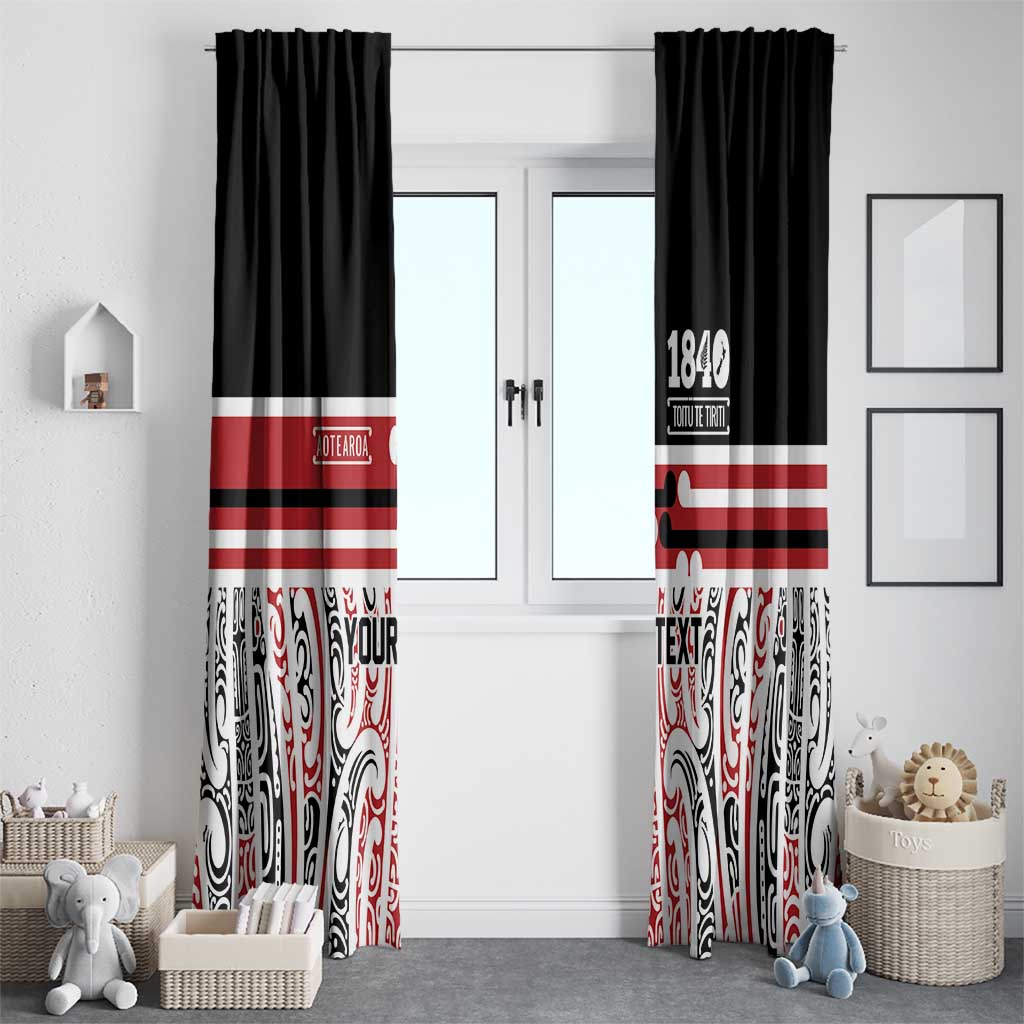 Personalised Toitu Te Tiriti Aotearoa 1840 Window Curtain Red Kowhaiwhai Puhoro LT9 - Polynesian Pride