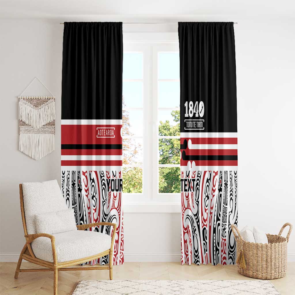 Personalised Toitu Te Tiriti Aotearoa 1840 Window Curtain Red Kowhaiwhai Puhoro LT9 - Polynesian Pride
