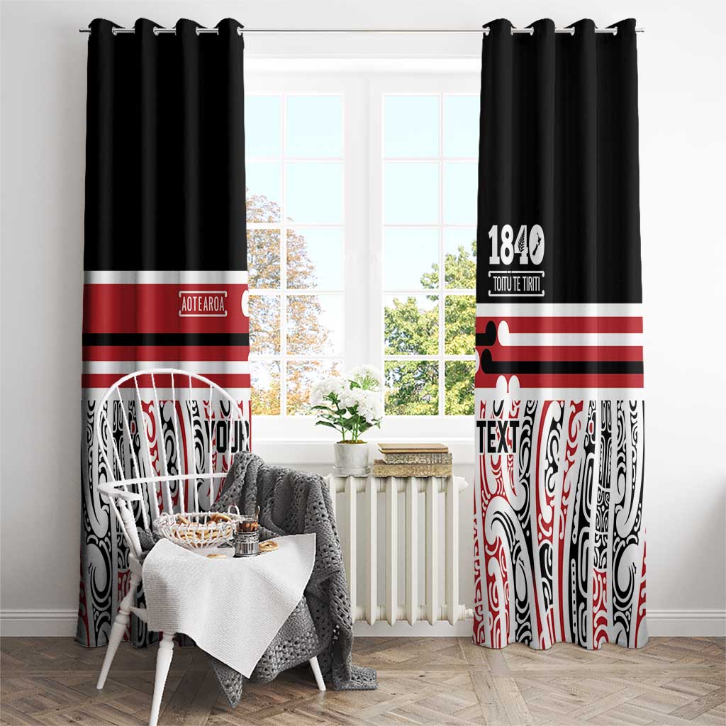 Personalised Toitu Te Tiriti Aotearoa 1840 Window Curtain Red Kowhaiwhai Puhoro LT9 - Polynesian Pride