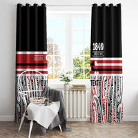 Personalised Toitu Te Tiriti Aotearoa 1840 Window Curtain Red Kowhaiwhai Puhoro LT9 - Polynesian Pride