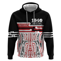 Personalised Toitu Te Tiriti Aotearoa 1840 Zip Hoodie Red Kowhaiwhai Puhoro - Polynesian Pride