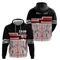 Personalised Toitu Te Tiriti Aotearoa 1840 Zip Hoodie Red Kowhaiwhai Puhoro - Polynesian Pride