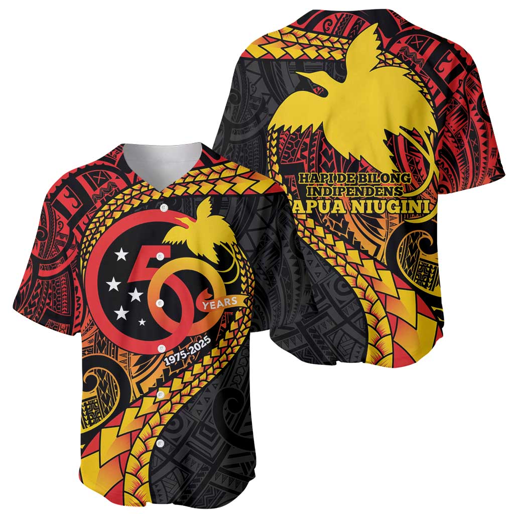 Papua New Guinea Tribal Tattoo Baseball Jersey 50th Independence Anniversary