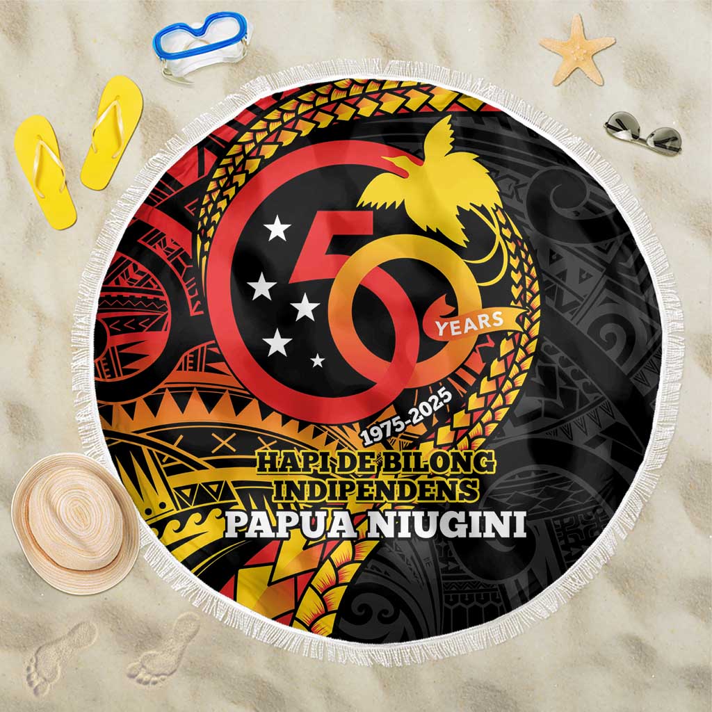 Papua New Guinea Tribal Tattoo Beach Blanket 50th Independence Anniversary LT9 One Size 150cm Black - Polynesian Pride