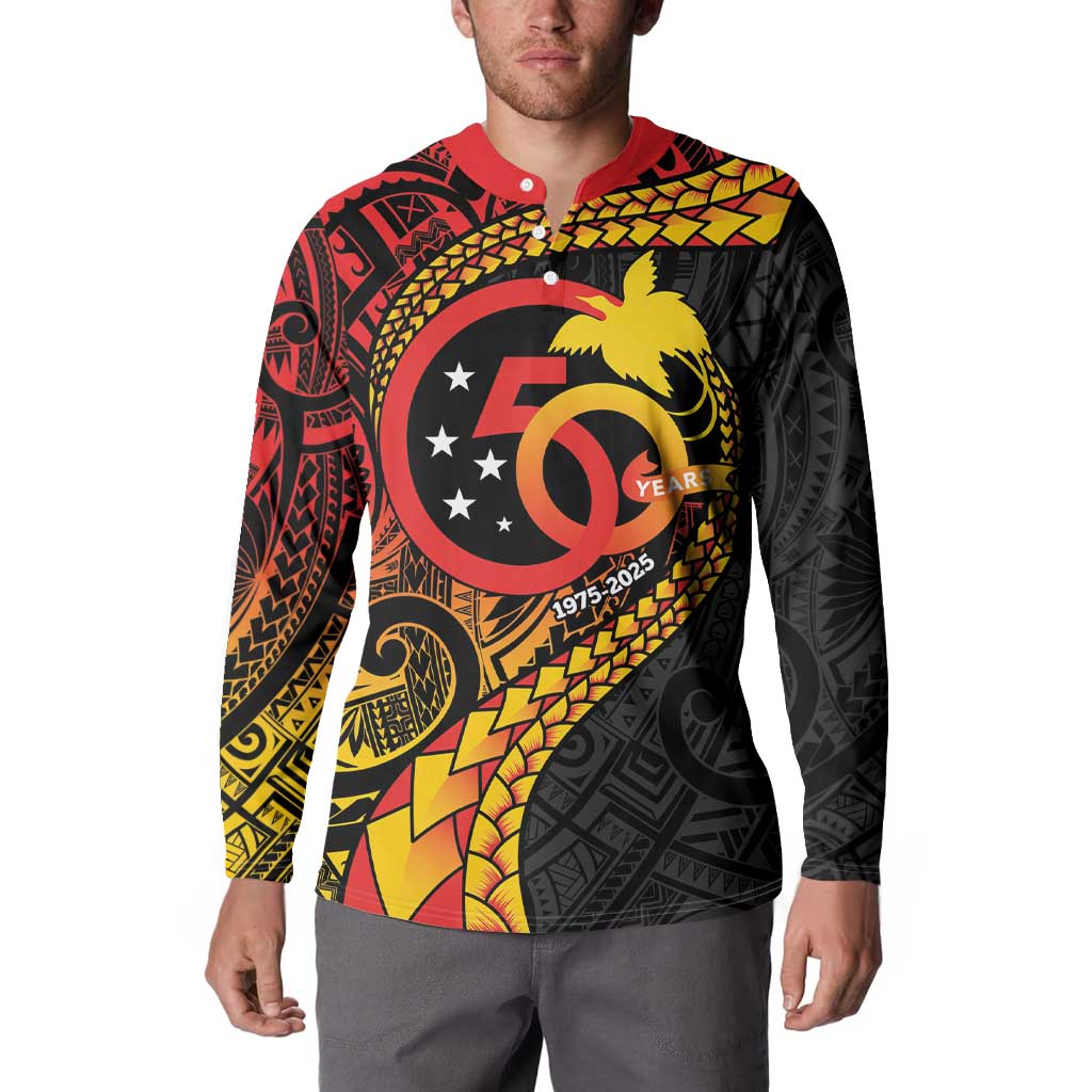 Papua New Guinea Tribal Tattoo Button Sweatshirt 50th Independence Anniversary LT9 - Polynesian Pride