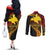 Papua New Guinea Tribal Tattoo Couples Matching Off The Shoulder Long Sleeve Dress and Long Sleeve Button Shirt 50th Independence Anniversary