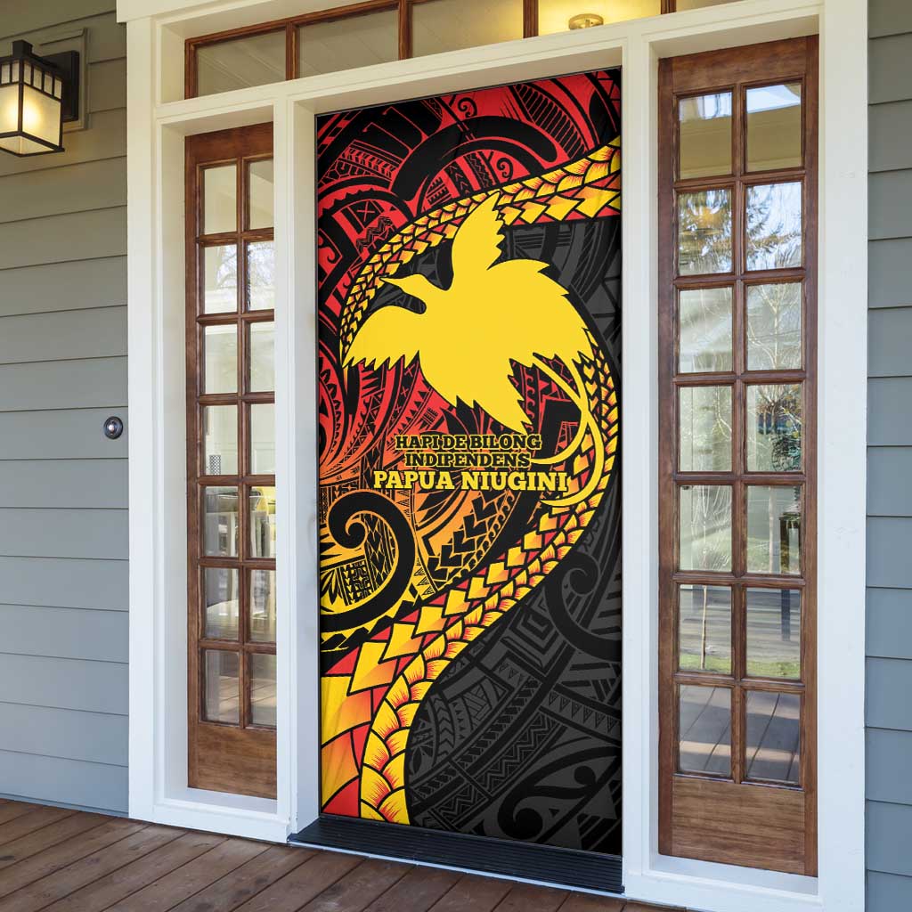 Papua New Guinea Tribal Tattoo Door Cover 50th Independence Anniversary - Polynesian Pride