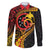 Papua New Guinea Tribal Tattoo Family Matching Off The Shoulder Long Sleeve Dress and Hawaiian Shirt 50th Independence Anniversary
