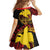 Papua New Guinea Tribal Tattoo Family Matching Off Shoulder Short Dress and Hawaiian Shirt 50th Independence Anniversary