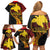 Papua New Guinea Tribal Tattoo Family Matching Off Shoulder Short Dress and Hawaiian Shirt 50th Independence Anniversary