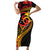 Papua New Guinea Tribal Tattoo Family Matching Short Sleeve Bodycon Dress and Hawaiian Shirt 50th Independence Anniversary