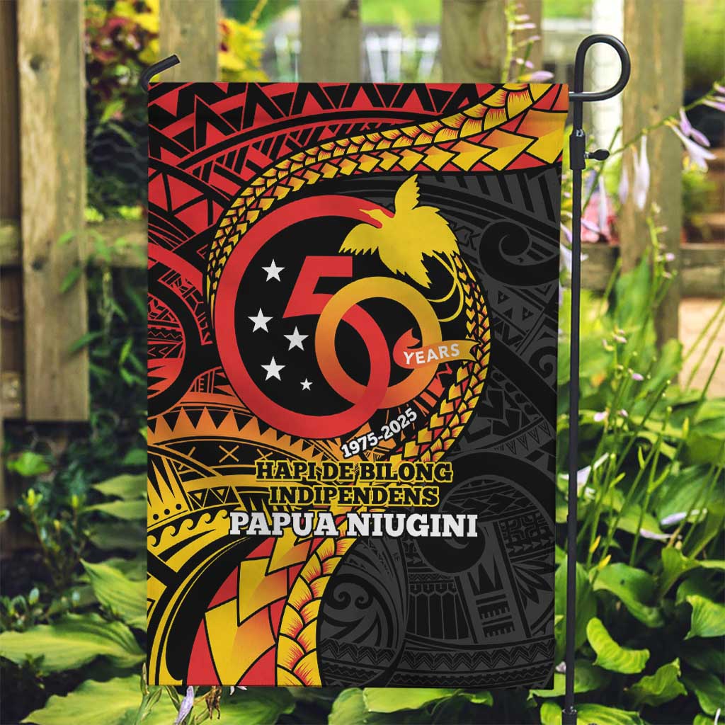 Papua New Guinea Tribal Tattoo Garden Flag 50th Independence Anniversary LT9 Garden Flag Black - Polynesian Pride