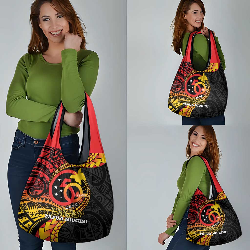 Papua New Guinea Tribal Tattoo Grocery Bag 50th Independence Anniversary