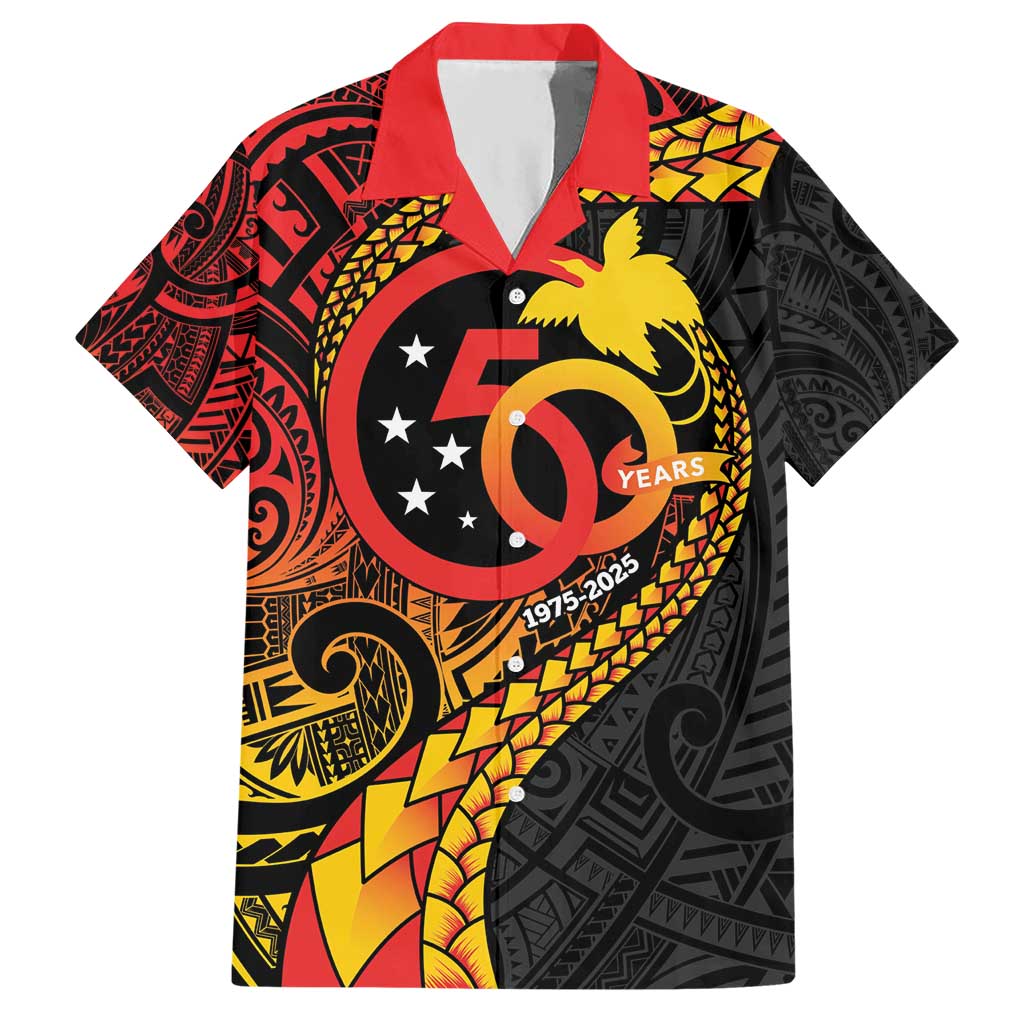 Papua New Guinea Tribal Tattoo Hawaiian Shirt 50th Independence Anniversary LT9 Black - Polynesian Pride