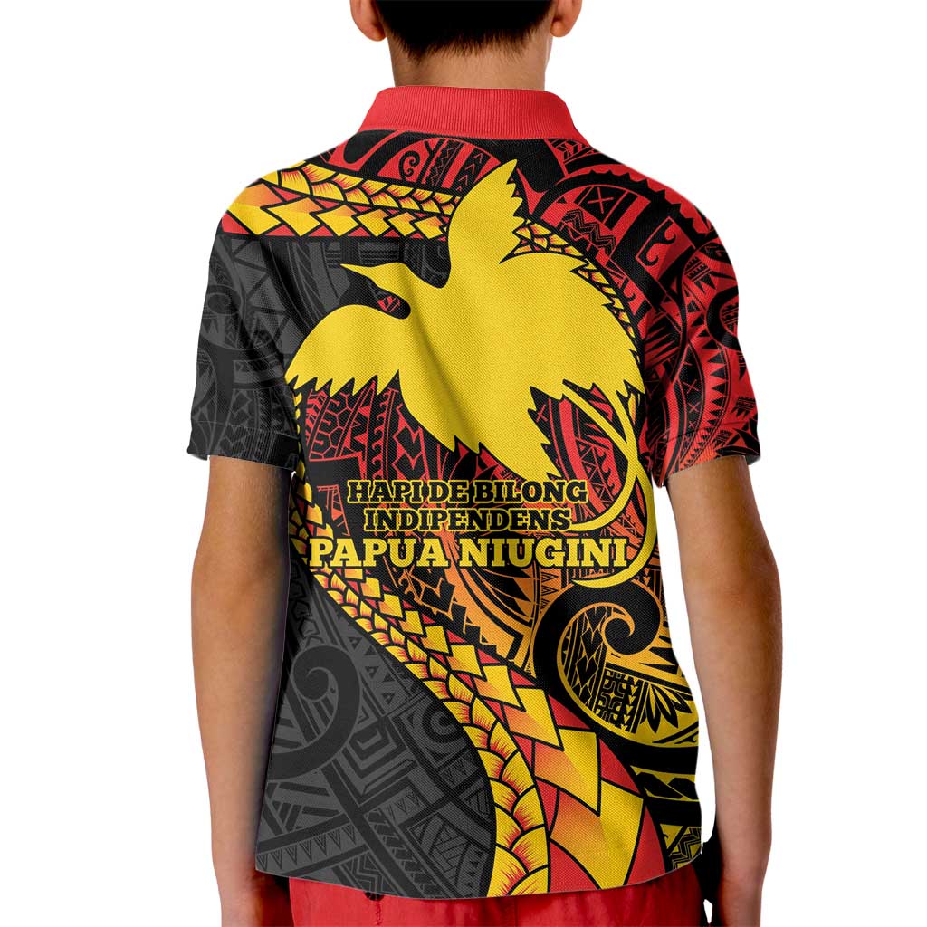 Papua New Guinea Tribal Tattoo Kid Polo Shirt 50th Independence Anniversary