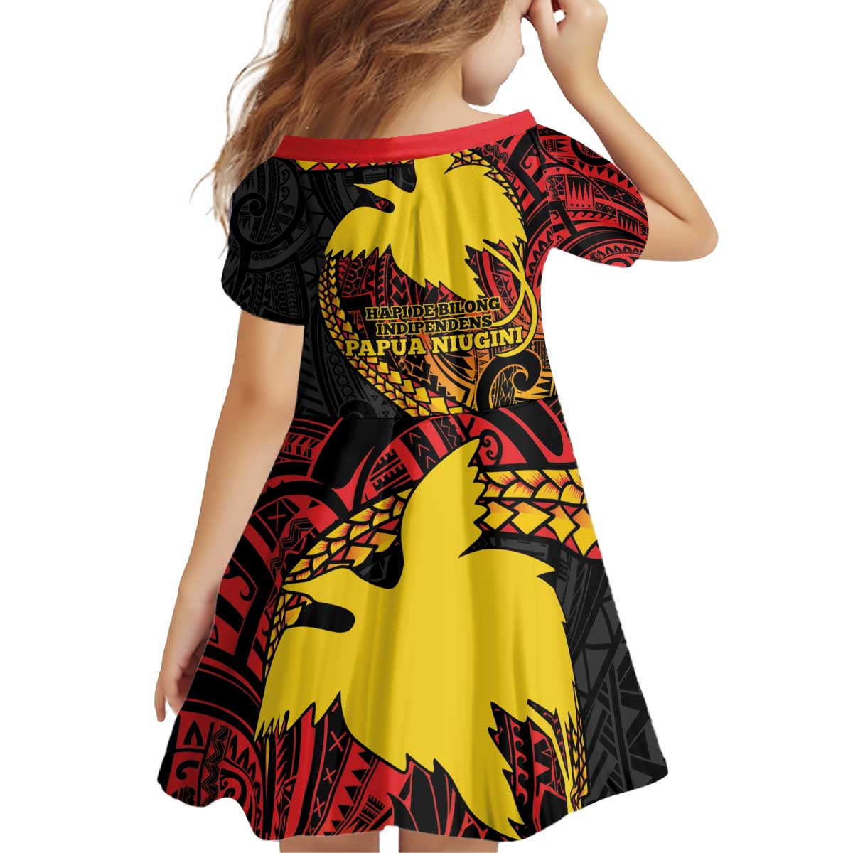 Papua New Guinea Tribal Tattoo Kid Short Sleeve Dress 50th Independence Anniversary
