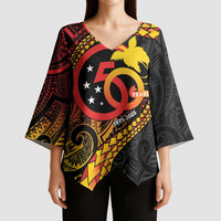 Papua New Guinea Tribal Tattoo Kimono Sleeve Blouse 50th Independence Anniversary - Polynesian Pride