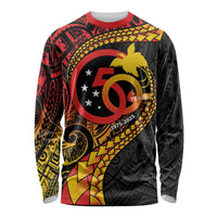 Papua New Guinea Tribal Tattoo Long Sleeve Shirt 50th Independence Anniversary LT9 Unisex Black - Polynesian Pride