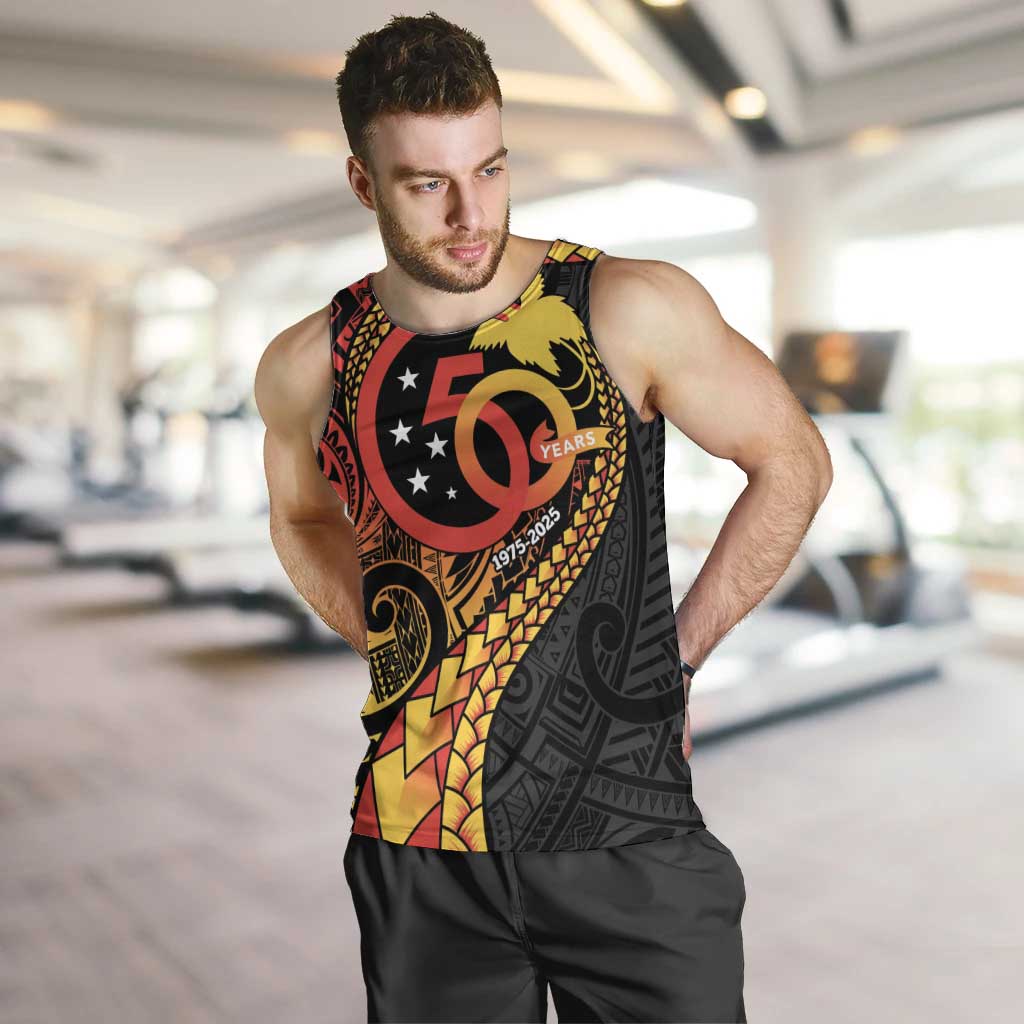 Papua New Guinea Tribal Tattoo Men Tank Top 50th Independence Anniversary LT9 Black - Polynesian Pride