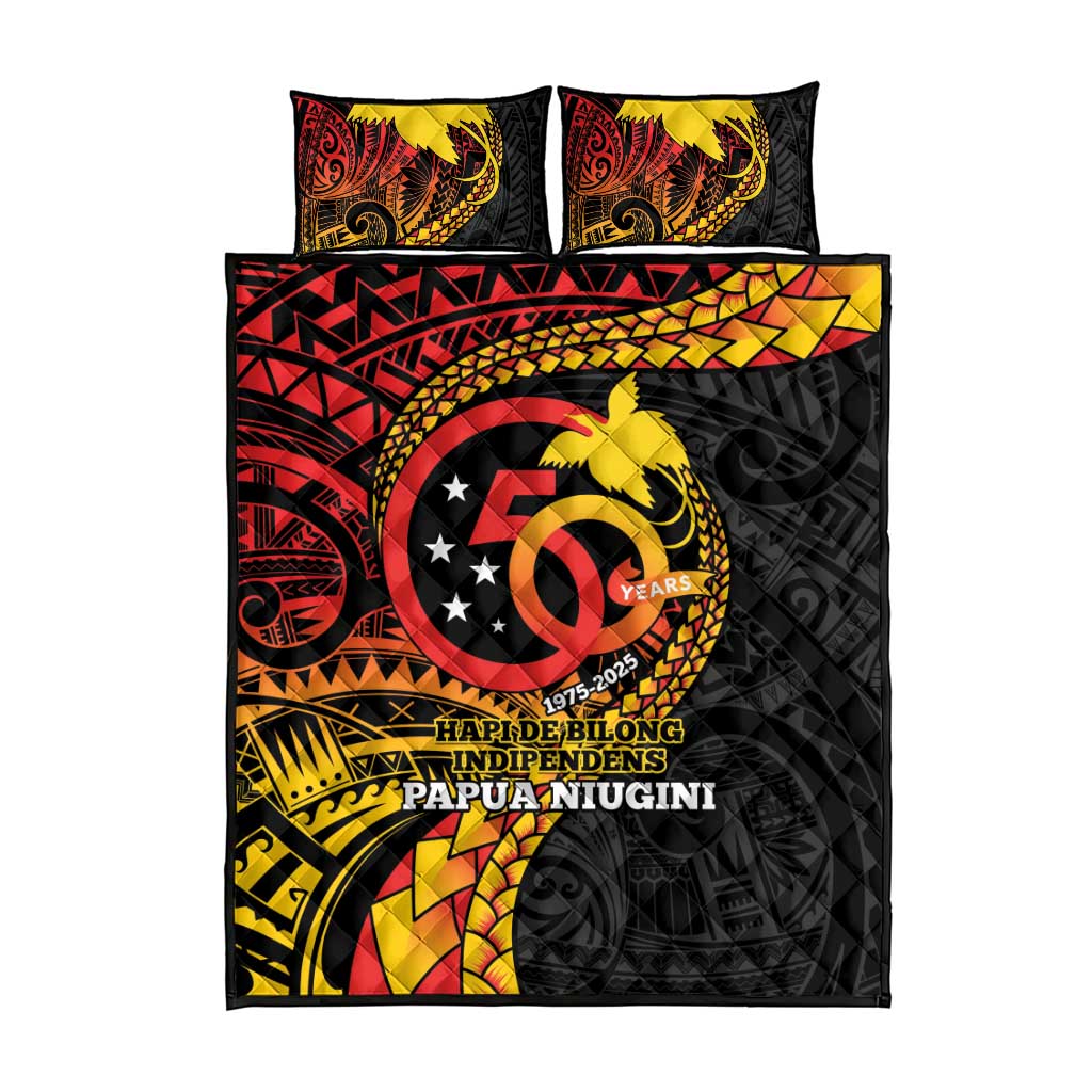 Papua New Guinea Tribal Tattoo Quilt Bed Set 50th Independence Anniversary LT9 - Polynesian Pride