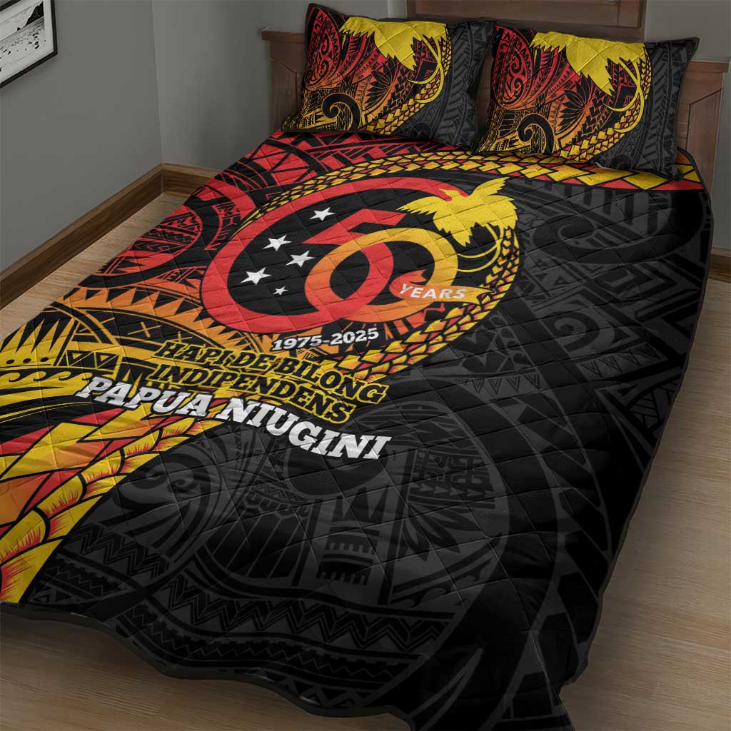 Papua New Guinea Tribal Tattoo Quilt Bed Set 50th Independence Anniversary LT9 - Polynesian Pride