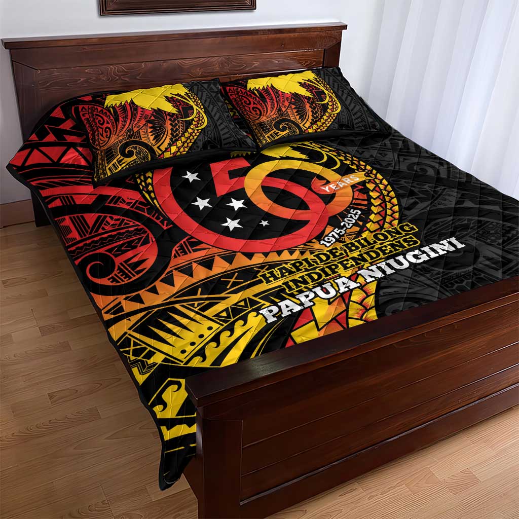 Papua New Guinea Tribal Tattoo Quilt Bed Set 50th Independence Anniversary LT9 - Polynesian Pride