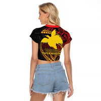 Papua New Guinea Tribal Tattoo Raglan Cropped T Shirt 50th Independence Anniversary LT9 - Polynesian Pride