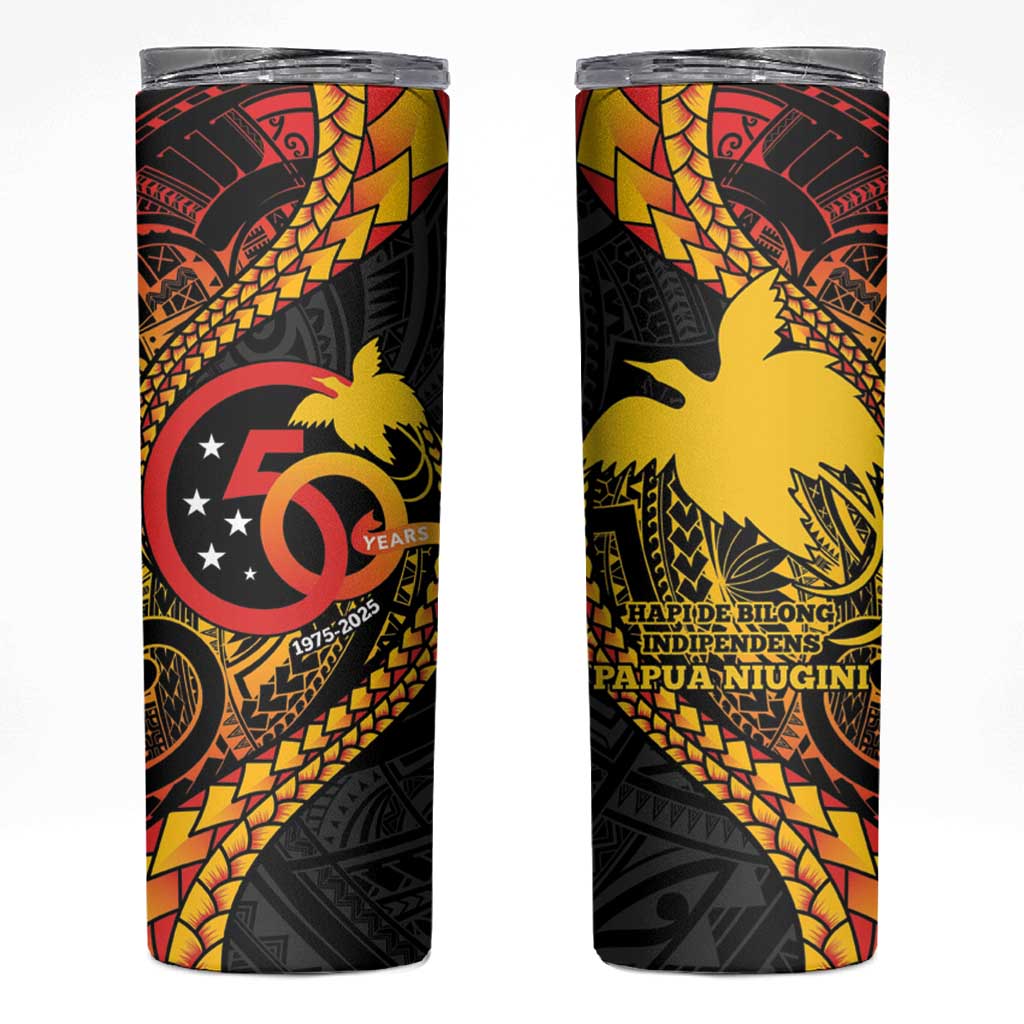 Papua New Guinea Tribal Tattoo Skinny Tumbler 50th Independence Anniversary