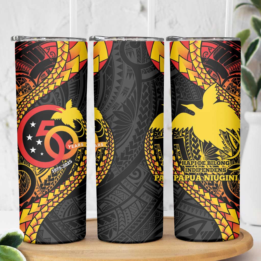 Papua New Guinea Tribal Tattoo Skinny Tumbler 50th Independence Anniversary