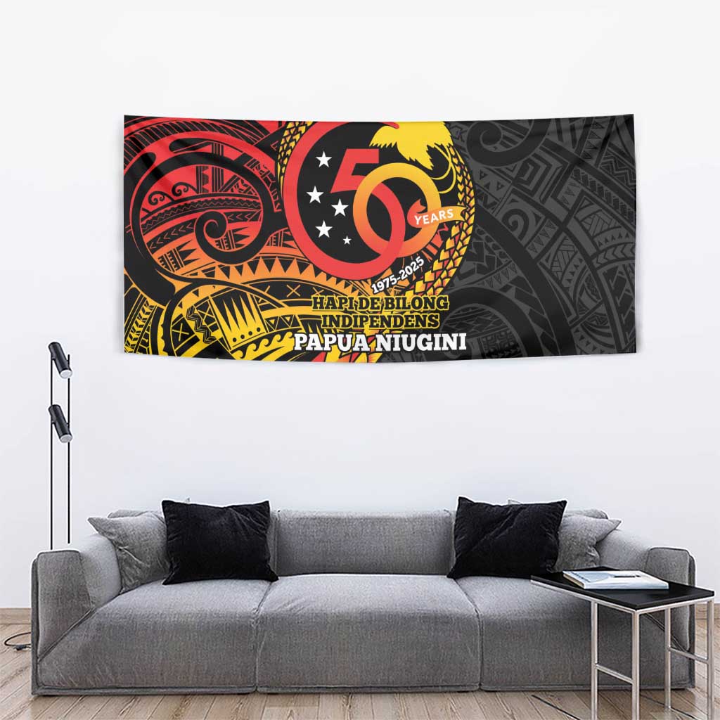 Papua New Guinea Tribal Tattoo Tapestry 50th Independence Anniversary