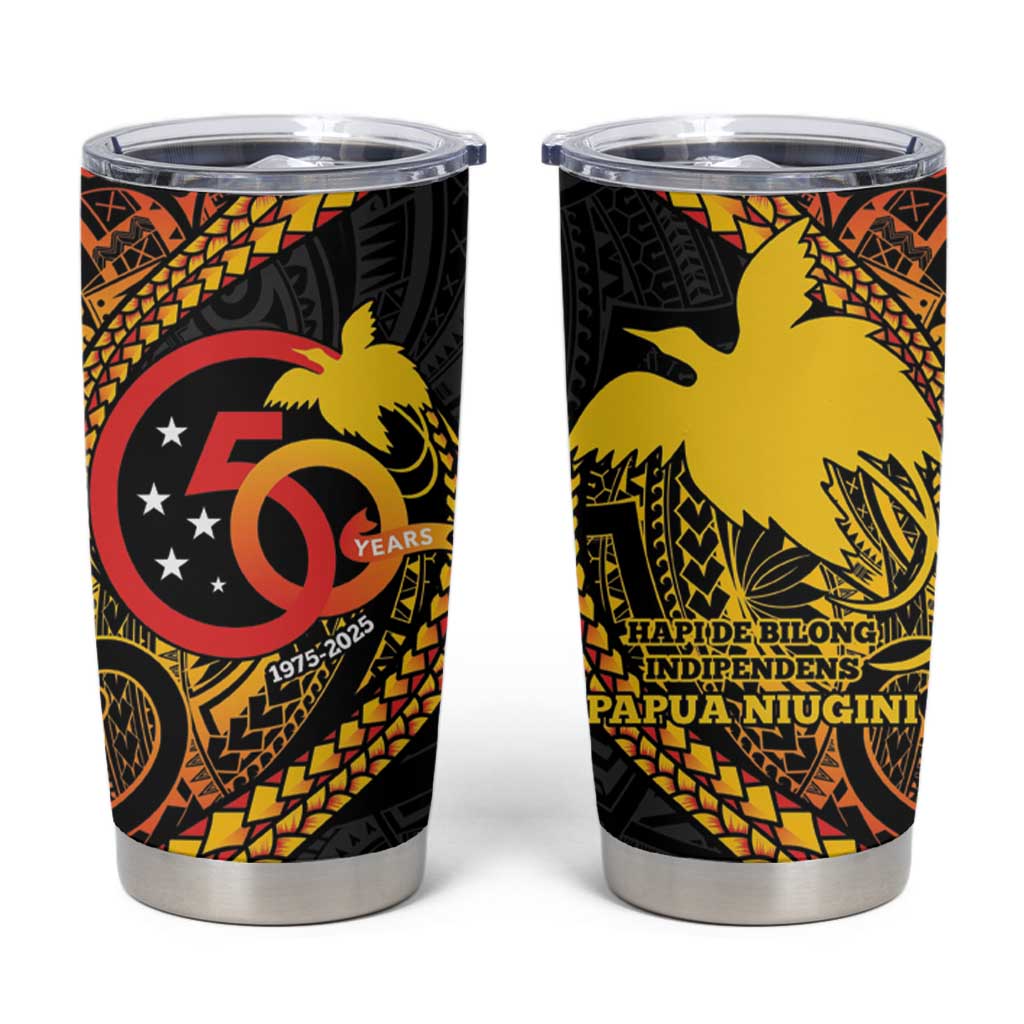 Papua New Guinea Tribal Tattoo Tumbler Cup 50th Independence Anniversary LT9 Black - Polynesian Pride