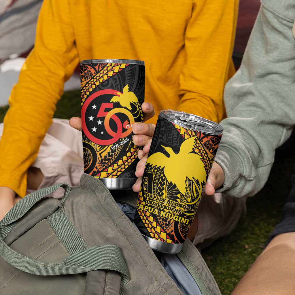 Papua New Guinea Tribal Tattoo Tumbler Cup 50th Independence Anniversary LT9 - Polynesian Pride