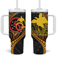 Papua New Guinea Tribal Tattoo Tumbler With Handle 50th Independence Anniversary LT9 One Size: 40 oz Black - Polynesian Pride
