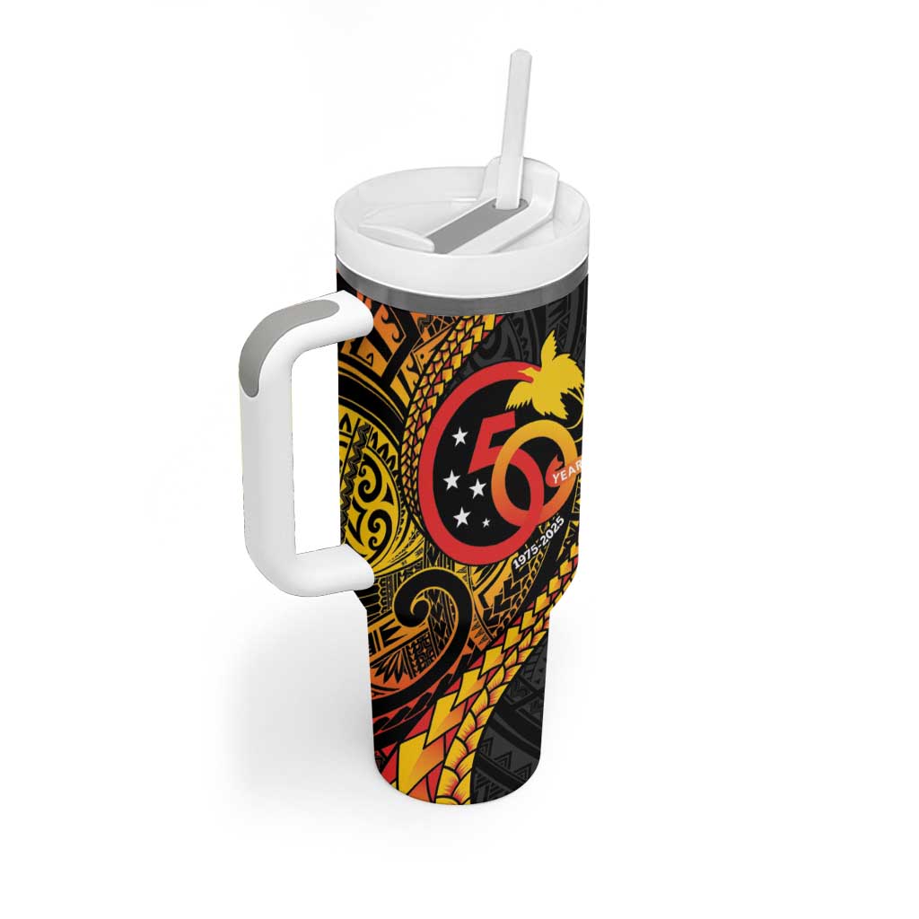 Papua New Guinea Tribal Tattoo Tumbler With Handle 50th Independence Anniversary LT9 - Polynesian Pride