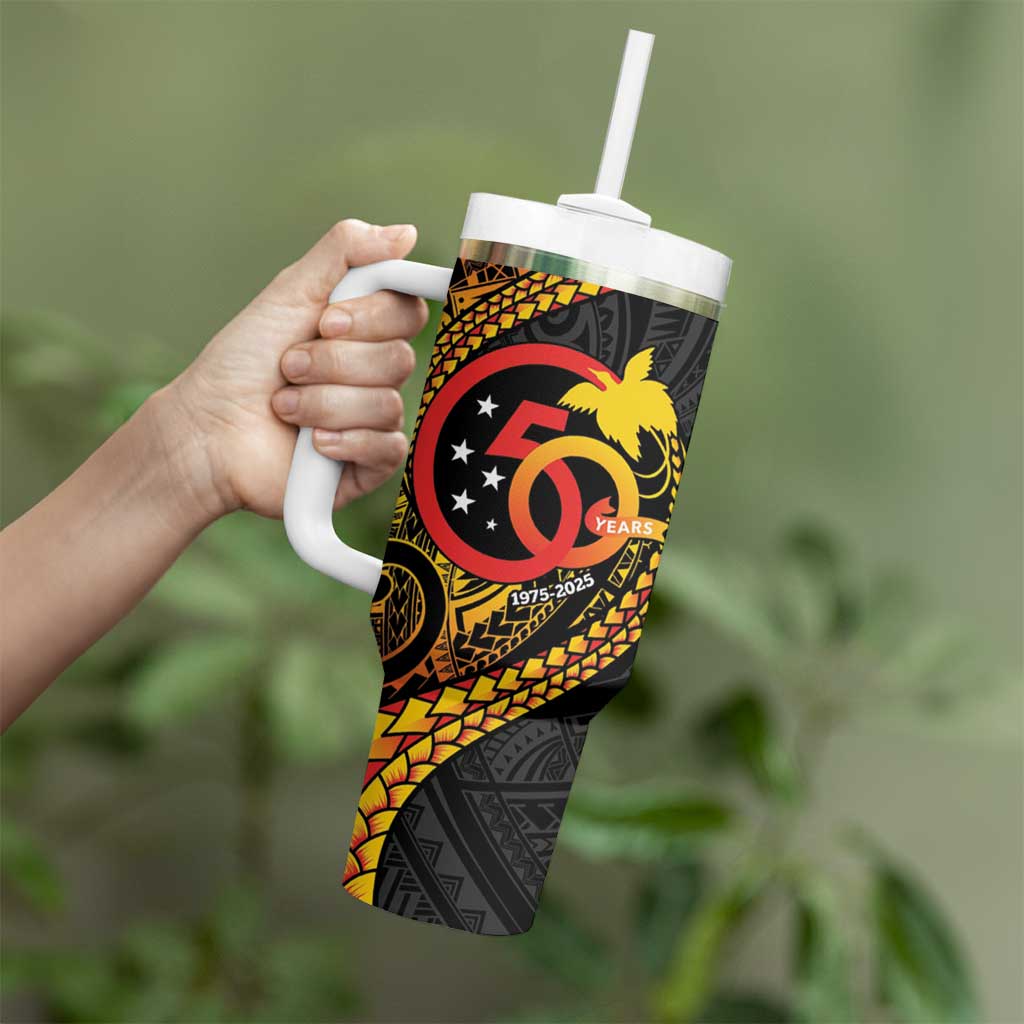 Papua New Guinea Tribal Tattoo Tumbler With Handle 50th Independence Anniversary LT9 - Polynesian Pride