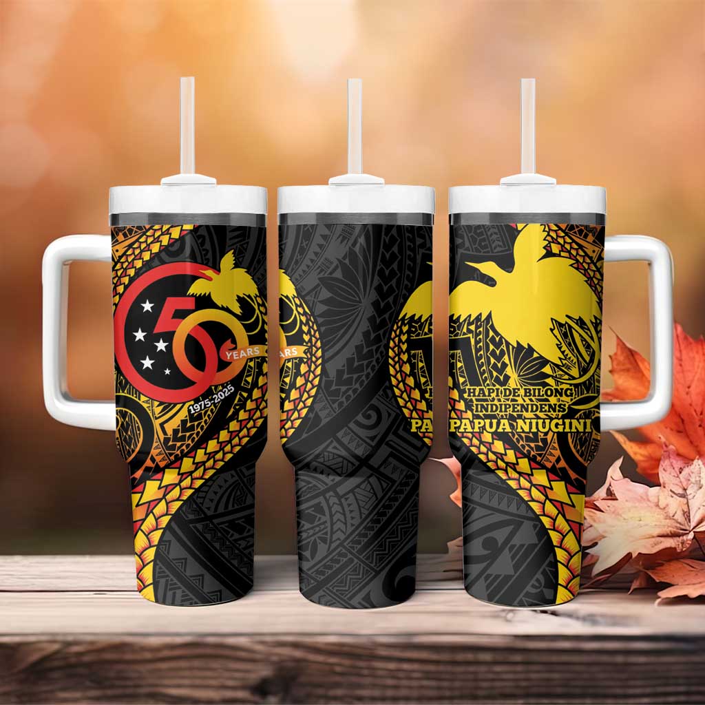 Papua New Guinea Tribal Tattoo Tumbler With Handle 50th Independence Anniversary LT9 - Polynesian Pride