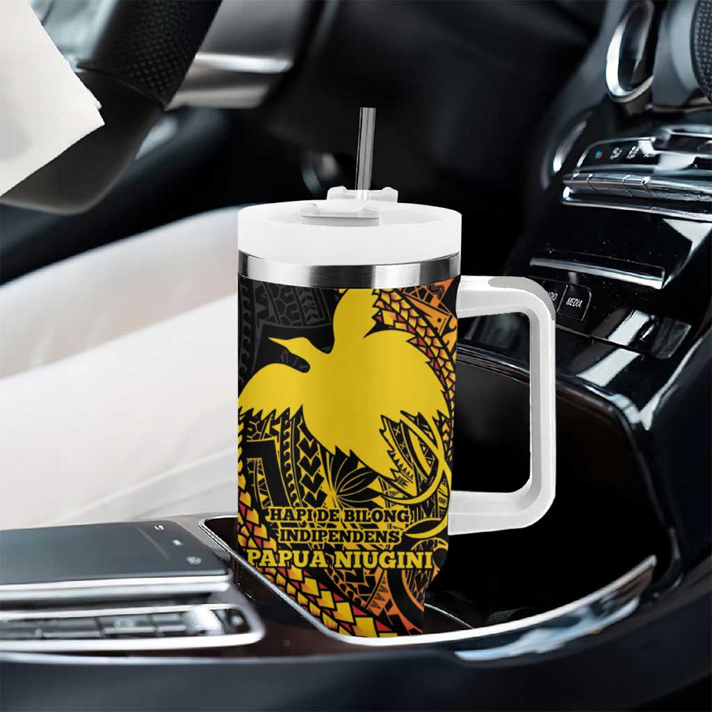 Papua New Guinea Tribal Tattoo Tumbler With Handle 50th Independence Anniversary LT9 - Polynesian Pride