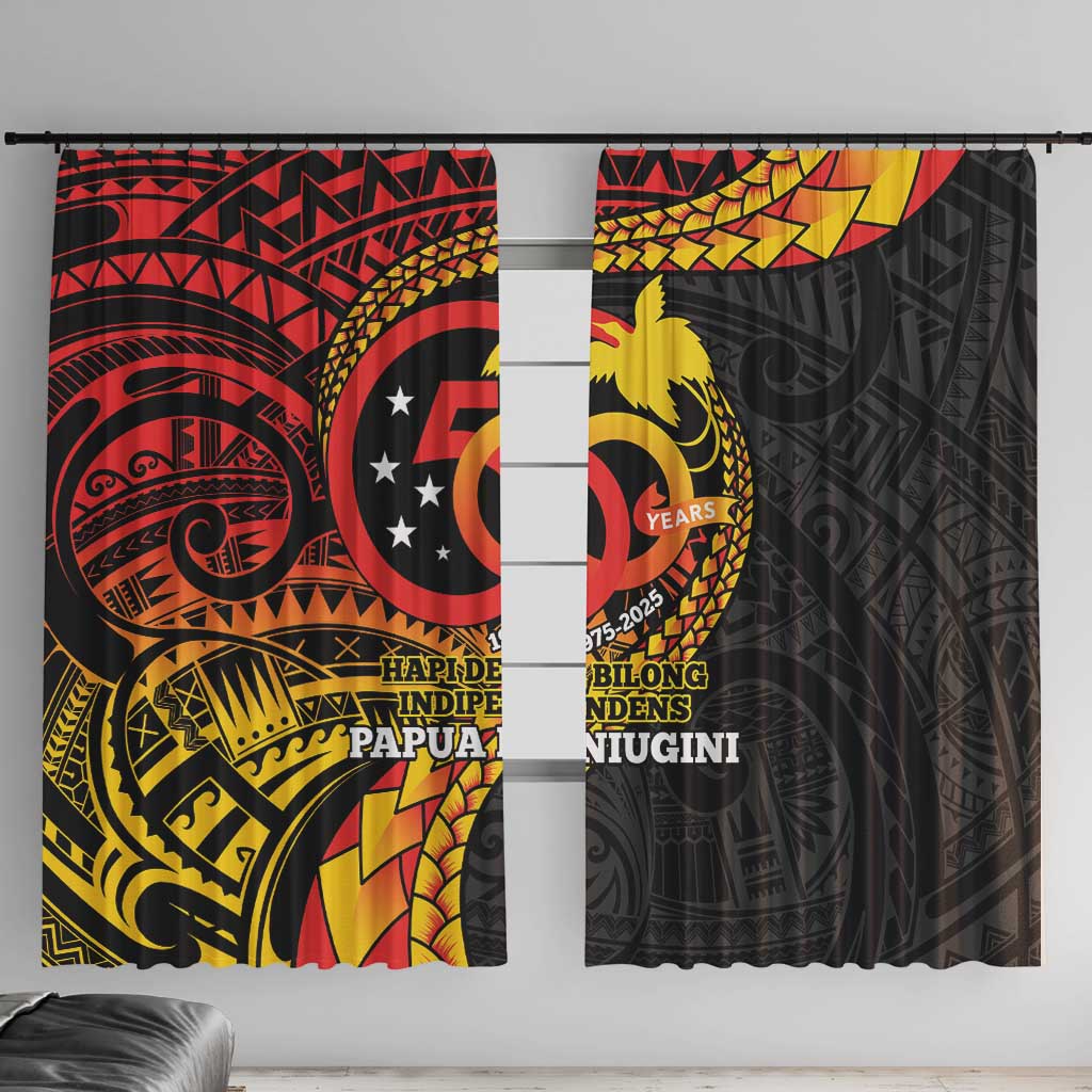 Papua New Guinea Tribal Tattoo Window Curtain 50th Independence Anniversary LT9 With Hooks Black - Polynesian Pride