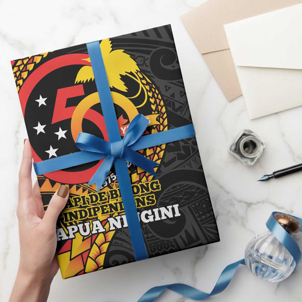 Papua New Guinea Tribal Tattoo Wrapping Paper 50th Independence Anniversary - Polynesian Pride