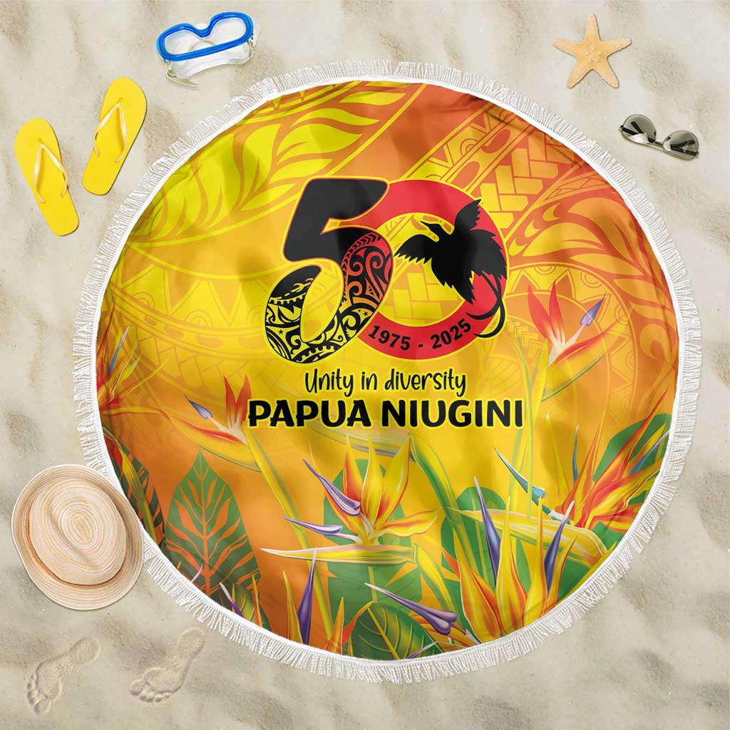 Papua New Guinea Unity in Diversity Beach Blanket 50th Indipendens Papua Niugini LT9 One Size 150cm Gold - Polynesian Pride